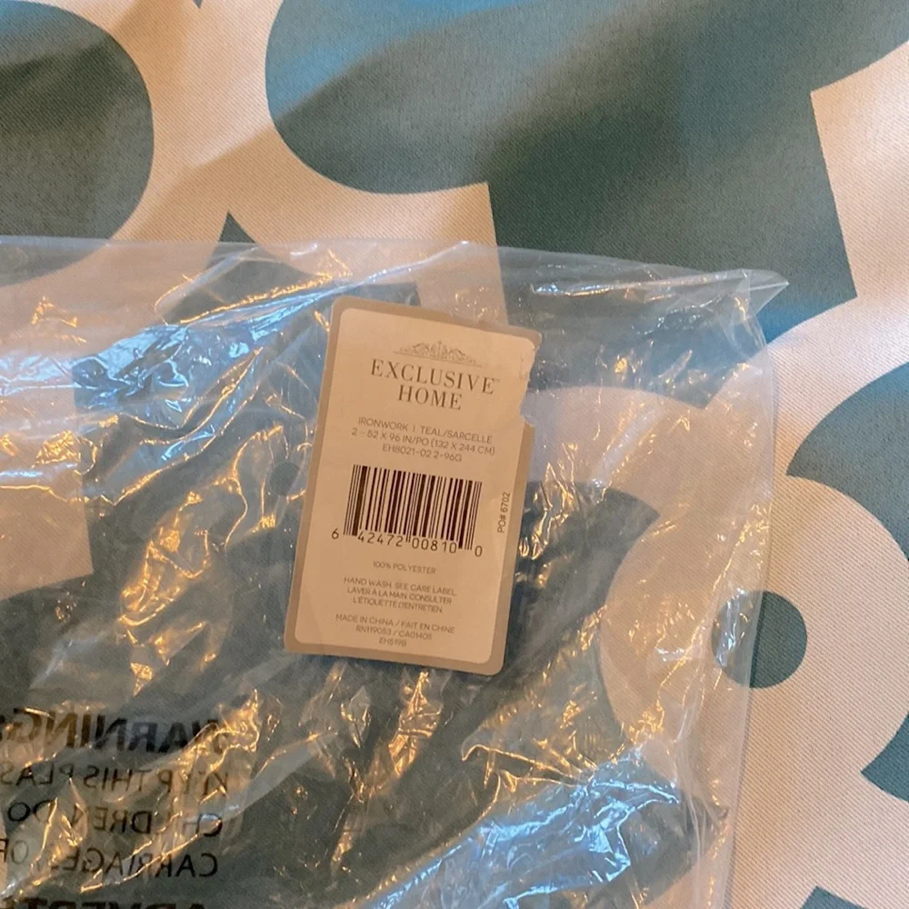 NWT Kirklands Home OXFORD TEAL THERMAL Curtain Panel SET 96” Home Decor NICE